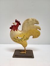 Vintage Hand Painted Folk Art Rooster Ceramic on Metal Stand Statue picture