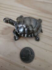 Vintage Little Silver Washed Brass Turtle.  SO CUTE  picture