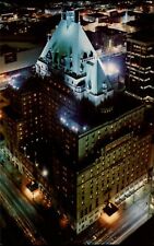 Canada British Columbia Hotel Vancouver night aerial view ~ vintage postcard picture