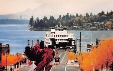 Kingston WA Marina Harbor Ferry to Olympics Puget Sound Edmonds Vtg Postcard C25 picture