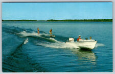 Water Skiing Is A Fun Sport Boating Lake Swimming Vintage Chrome Postcard picture