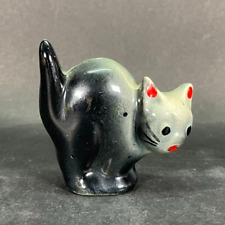 Vtg SCAREDY CAT Ceramic Black and White Kitten Figurine Shaker picture