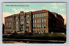 Davenport IA-Iowa, Public High School, Antique, Vintage c1912 Souvenir Postcard picture