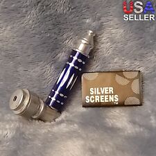 Small Blue Luxury Metal Smoking Pipe Tobacco Herb Silver Portable Pocket Size picture