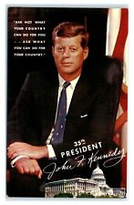 Postcard 35th President John F Kennedy famous quote chrome M40 picture