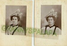 2 Antique Photos -  PrettyYoung Lady, 1 W/Hat, 1 W/Hat & Veil, 6