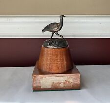 VTG Metal Emu On Wooden Stand Trophy To US General By Royal Artillery picture
