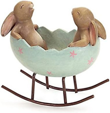 Laughing Bunny Rabbits Rocking in an Easter Egg Cradle Spring Easter Decoration  picture
