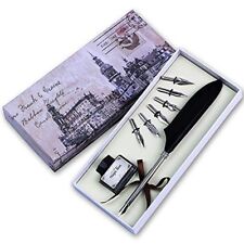 Quill Pen Set with Black Feather Antique Luxury Quill Pen with Ink Jar (No Ink) picture