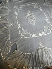 Elegant Antique Brussels Net Lace Bedspread & Curtains picture