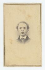 Antique CDV Circa 1860s Handsome Young Man in Suit & Tie With Curly Hair picture