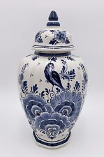Vintage 12.5” Delft Blue White Ginger Jar/Vase #246 Hand Painted Made in Holland picture