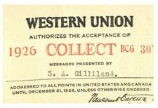 PASS  1926 The Western Union  COLLECT  S.A.  Gilliland picture