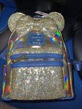 Disney Parks 50th Anniversary Gold Blue Shimmer EARidescent Loungefly Backpack picture