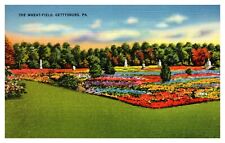 Gettysburg PA Pennsylvania The Wheat-Field Memorial Garden Linen Postcard picture
