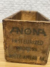 Vintage Cheese Box Wood Anona White American 5 Lb Borden Sales Co NY San Fran picture
