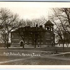 c1910s Manson, IA RPPC High School Calhoun Co. Photo Postcard Bell Tower A106 picture