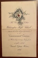 Wilmington, Delaware History: 1896 Commencement Invitation picture