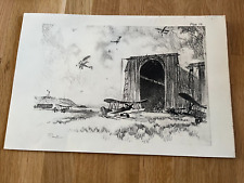 1917 ww1 print - the balloon shed ( aeroplanes outside ) picture