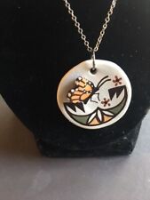 Acoma Pueblo 3D Handmade Butterfly Pottery Necklace picture