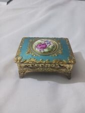 (P7-11) Vintage Rectangular Trinket Box Victorian Style Floral EUC picture