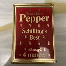 Vintage 1976 McCormick & CO Ground Black Pepper Schilling's Best 4 Oz Tin New picture