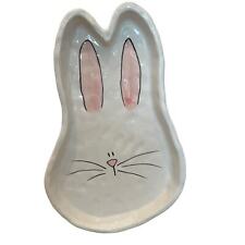 BLUE SKY CLAYWORKS Ceramic Bunny Nibbles Face Platter Medium 18293 NWT picture