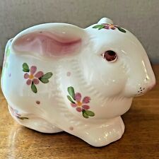 Avon White and Pink Flowered Floral Bunny Rabbit Vintage Planter Candle Holder picture