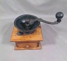 Vintage CP Co. Coffee Grinder Cast Iron Wood Stand Antique picture