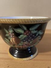 Vintage Raymond Waites Black With Gold Trim With A Fruit Painting  picture