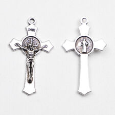 50pcs of 1.5 Inches Antique Silver Catholic Rosary Flared Crucifix Cross picture