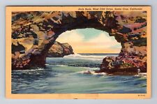 Santa Cruz CA-California, Arch Rock, West Cliff Drive, Vintage c1939 Postcard picture