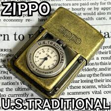 Vintage Gold Zippo Lighter U.S. Traditional with Clock, Collectible Timepiece picture