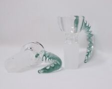 14mm Teal Colored Glass Honeycomb Horn Bowl Piece picture