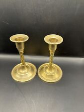 Vintage Pair Of 2 Polished Brass Candlesticks Candle Holders 5 1/2” (#177) picture