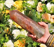 Large 210MM Natural Green & Red Pampas Onyx Healing Power 8 Faceted Obelisk picture