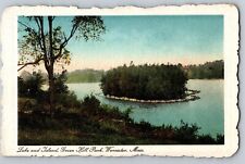 C1915 Green Hill Park Lake Island Worcester MA Postcard picture
