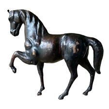 Majestic Black Leather Wrapped Vintage Horse Standing Figurine picture
