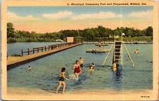 Milford Delaware Postcard Municipal Swimming Pool Linen 1944 RZ picture