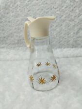 Vintage Glass Log Cabin Syrup Dispenser Pitcher Tall Atomic Stars picture