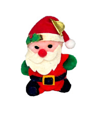 Dakin Vtg 80 s Dakin Christmas Ornament Fuzzy Felt Santa Claus w/ Tag picture