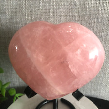 420g Natural Pink Rose heart shape Quartz Crystal heart Healing Gemstone 12 picture