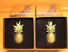 2 Jay Strongwater Pineapple Retired Figurines With Swarovski Crystals New In Box picture