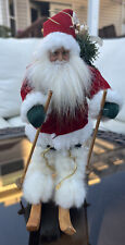 Gorgeous Christmas Red Santa Skiing by Tina Mitchell Ornament With White Dove picture