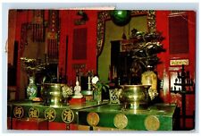 1964 Snake Temple Interior Vase Bayan Lepas Penang Malaysia MY Vintage Postcard picture