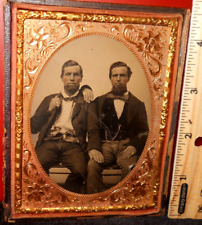 Quarter Plate Size cracked Ambrotype of young men in half case picture