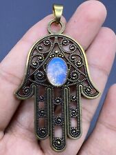 Vintage Rare Beautiful Old Islamic Eye Magic Broken Gold Plated Amulet With Ston picture