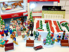Lot -Lemax Christmas Village figures, horse & sleigh, brick wall, fences & acces picture