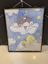 Baby Looney Tunes Baby Sylvester Tweety Wall Hanger Nursery Decor 1998 VTG RARE picture