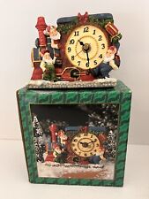 Vintage Christmas Clock Train with Elves New Battery 5